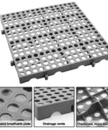 Heavy Duty Plastic Pallets Three Pack Commercial Grade 11.8x11.8x1.8 Inches Waterproof Ventilated Grid Design Stackable Nestable Floor Pallets Grey By RUENXG