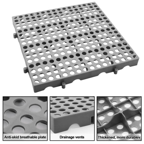 Heavy Duty Plastic Pallets Three Pack Commercial Grade 11.8x11.8x1.8 Inches Waterproof Ventilated Grid Design Stackable Nestable Floor Pallets Grey By RUENXG