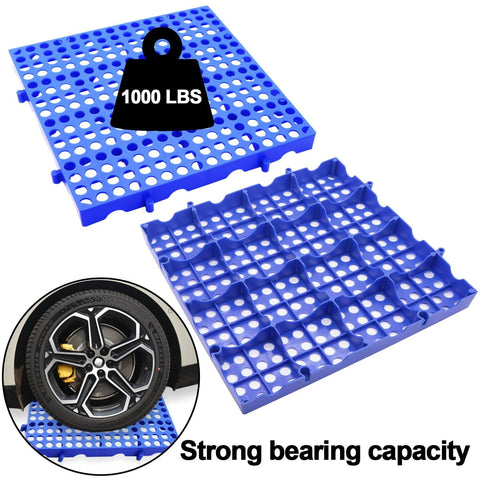 Heavy Duty Plastic Pallets 3 Pack Tough As Nails 11.8 x 11.8 x 1.8 Inches Waterproof Ventilated Grid Design Stackable
