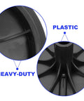 Close-up of the heavy-duty rubber and plastic construction for Trash Can Wheels Replacement Set 7 Inch Rubber Casters.