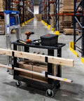 Heavy Duty Plastic Utility Cart For Warehouses And Workshops With Three Shelves 32 By 18 Rolling Tub Cart 300 Lb Capacity