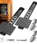Heavy Duty Pocket Door Hardware Kit With Silent Retractable Slides And Pivot Hinge For Cabinet And Wardrobe, 12 Inch Inset Door System