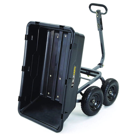 Heavy Duty Poly Yard Dump Cart with 6 Cu Ft Tub 1200 LB Haul Capacity Towable Utility Wagon with Quick Release Dumping and Pneumatic Tires