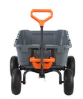 Front view of 800 lb Poly Dump Garden Cart Heavy Duty Yard Dump Wagon 4 Wheel Wheelbarrow with Steel Frame and Quick Release
