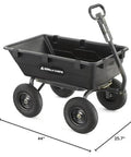 Heavy Duty Poly Yard Dump Cart with 6 Cu Ft Tub 1200 LB Haul Capacity Towable Utility Wagon with Pneumatic Tires side view