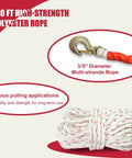 1-1/2 Ton Rope Puller With 100 Ft 0.6 In Rope, 2 Hook Heavy Duty Come Along Winch For Boats with polyester rope detail