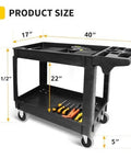 Heavy Duty 2 Shelf Service Cart MaxWorks 80855 With 500 Lb Capacity Polypropylene Utility Cart For Garage And Workshop
