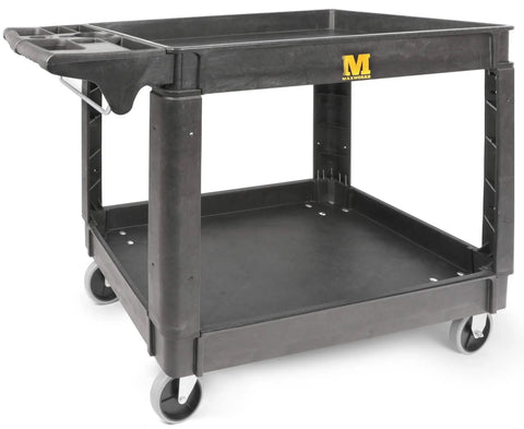 Heavy Duty 2 Shelf Service Cart MaxWorks 80855 With 500 Lb Capacity Polypropylene Utility Cart For Garage And Workshop