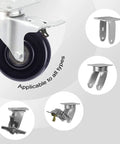 3 Inch Caster Wheels 4 Pack Heavy Duty PU Board Caster For Cart Dollies Replacement Wheels For Platform Trucks Up To 264 Lbs 120 Kg With Three Eighth Inch Axle Quiet Smooth Rolling Ideal For Garage And Workshop Carts With Quiet Non Marking PU, close-up of a wheel with various attachment brackets