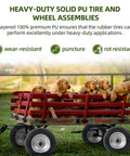Puppies in a red wagon with 8 Inch Solid Wheel Replacement 2 Pack featuring 2.50-4 Flat Free Tire and Wheel, Offset Hub 2.2 Inch