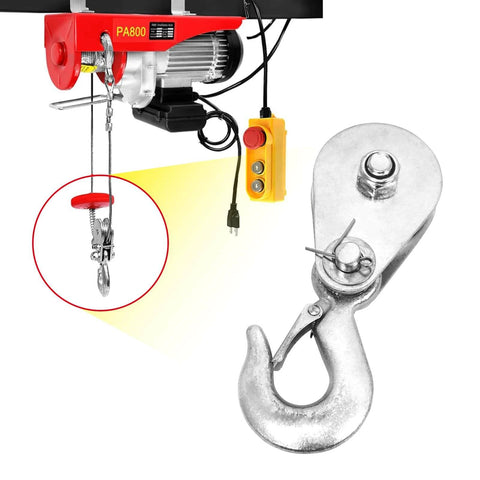 Pulley Hook (1Tons/2,200 LBS) Snatch Block with Hook Heavy Duty Pulley Lifting Block Hoist with Hook for 3/8 inch Cable High Strength Steel Single Wheel Rope Bearing Winch Block （2 pcs）