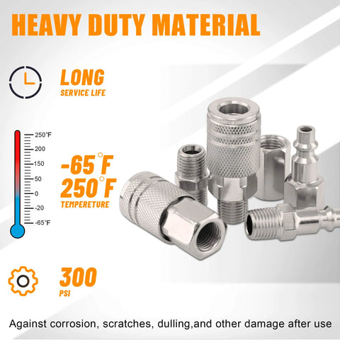 Value Packed 67 Piece Quick Connect Air Fittings Kit For Air Tools And Compressors One Quarter Inch NPT with couplers and plugs