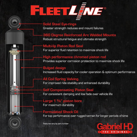 Beefed-Up Fleetline Heavy-Duty Rear Shock Absorbers for Hendrickson Intraax and Vantraax Trailer Air Suspensions product features