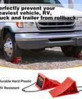 Heavy Duty Wheel Chocks For RVs And Campers 4 Pack With Rope, Non Slip Hard Plastic Chocks That Keep Your Ride In Place On Any Terrain, Durable And Easy To Remove, Red PAHTTO under RV
