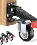 4-Pack Retractable Workbench Casters Kit - Heavy Duty 660 lbs Bench Caster Wheels mounted on a workbench.