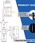 Diagram of 2 Pack Heavy Duty Door Roller Catch With Strike Plate, Silent Drive In Ball Catch, showing dimensions and components.