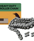 ✝️ #50 Heavy Duty Roller Chain - 10 Feet + 2 Free Connecting Links - #50H in package with visible chain and links