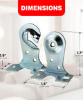 Heavy Duty Roller Shade Bracket Set For Window Drapery Hardware - Sturdy Metal Mounting Brackets With Screws And Plugs, 2 Pairs For Secure Window Shade Installation, showing dimensions on light background