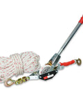1-1/2 Ton Rope Puller With 100 Ft 0.6 In Rope, 2 Hook Heavy Duty Come Along Winch For Boats, coiled rope and sturdy handle