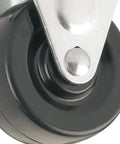 Close-up of Heavy Duty Rubber Caster Wheel With Rigid Non Swivel Top Plate For Furniture And Carts 2 Inch Wheel Size 125 Lb Load Capacity