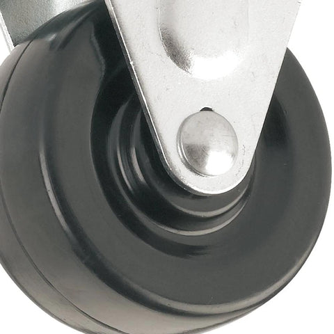 Close-up of Heavy Duty Rubber Caster Wheel With Rigid Non Swivel Top Plate For Furniture And Carts 2 Inch Wheel Size 125 Lb Load Capacity