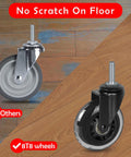 Heavy Duty Rubber Caster Wheels Set Of Four With Three Eighths Inch Threaded Stem And One And A Half Inch Stem Length Three Inch Wheel Quiet Smooth Rolling For Furniture And Hardwood Floors comparison image