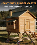 5 Inch Heavy Duty Caster Wheels Set of 4, 1080 LBS under wooden coop with outdoor rubber casters for automation