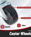 Heavy Duty Swivel Caster Wheels 24 Pack 2 Inch Rubber Base With Top Plate And Bearing Each Wheel Supports 25KG