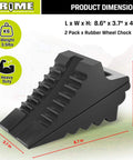Built Tough Heavy Duty Rubber Wheel Chocks 2 Pack With Carrying Handle For RVs And Trailers 8.6 by 3.7 by 4.7 Inches