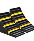 Heavy Duty Wheel Chocks Set of 2 for Trucks Trailers RVs and More Extra Large 10 x 6 x 7.3 In Rubber Blocks with Handle and Reflective Strips
