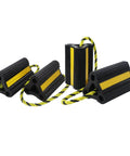 Beefy Heavy Duty Rubber Wheel Chocks for Campers RVs Trailers Trucks and Small Aircraft Universal Fit 4 Pack with 3 Reflective Strips