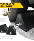 Heavy Duty Rubber Wheel Chocks With Steel Eyebolt 2 Pack Oil Resistant Non Slip 10 Inch By 8 Inch By 6 Inch For Trailers Cars RVs And Motorcycles Delivers Maximum Grip And Easy Safety Parking installed under tire