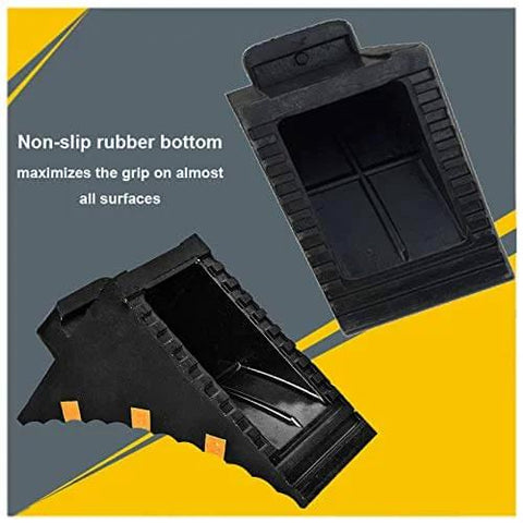 Heavy Duty Wheel Chocks Set of 2 for Trucks Trailers RVs and More Extra Large 10 x 6 x 7.3 In Rubber Blocks with Handle