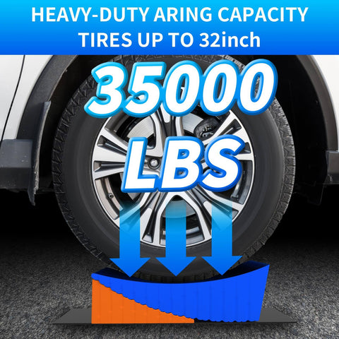 Heavy Duty RV Leveler Kit For Camping, 2 Pack Curved Wheel Levelers With Anti Slip Mats And Carrying Bag, Supports Up To 35,000 Lbs