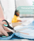 Cutting fabric with Three Pack 8 Inch Heavy Duty Scissors With Ultra Sharp Blades And Comfort Grip Handles For Office Home School Sewing