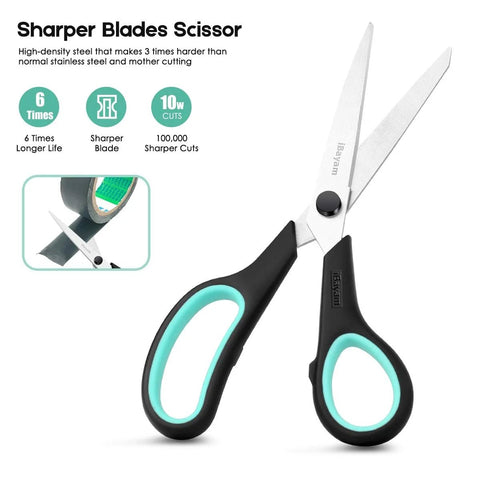 Three Pack 8 Inch Heavy Duty Scissors With Ultra Sharp Blades And Comfort Grip Handles for detailed cutting