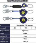 Pro Grade Heavy Duty Self Retracting Lifeline For Fall Protection Industrial Safety Rope with Quick Lock Disc Brake Portable