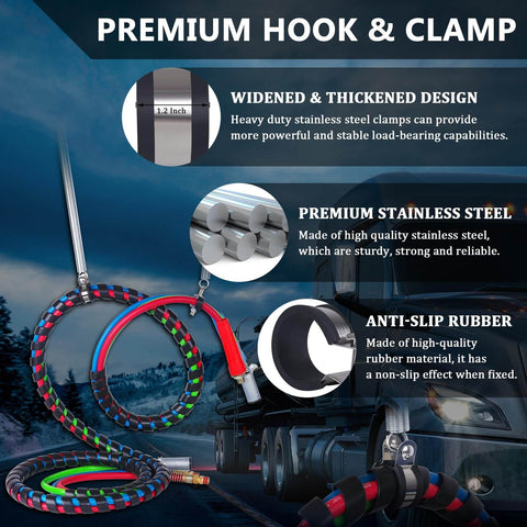 Heavy Duty Tender Spring Kit For Semi Trucks With 3 In 1 Hose Holder And 3 Hole Clamp Holder 25 Inch Air Lines Kit 2 Style Holders