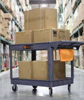 Heavy Duty Service Cart For Garage And Shop With 500 Pound Capacity Extra Wide 46 By 25.5 Inch Two Shelf Utility Cart 5 Inch Non Marring Casters For Smooth Moves And Easy Clean Surface WEN