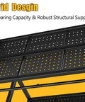Underside view of Heavy Duty Service Cart On Wheels With 2-Tier Metal Rolling Utility Cart Fences showing 360° swivel casters.
