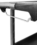 Side view of Heavy Duty 2 Shelf Service Cart MaxWorks 80855 With 500 Lb Capacity Polypropylene Utility Cart tool storage and rod.