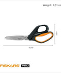 PowerArc Heavy Duty Shop Shears With Curved Serrated Blades And Extended Tang 10 Inch Industrial Grade Scissors Orange and Black