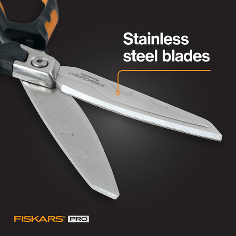 PowerArc Heavy Duty Shop Shears With Curved Serrated Blades And Extended Tang 10 Inch Industrial Grade Stainless Steel Scissors