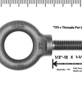 Six Pack Heavy Duty Lifting Eyebolts With Shoulder Eye Half Inch By Thirteen Thread One And A Half Inch Length Industrial Grade
