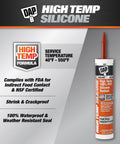 Heavy-Duty High Temp 100 Percent RTV Silicone Sealant Red 10.3 Oz Flexible Up To 550 Degrees F tube with specifications