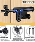 Built To Last Heavy Duty Slide Bolt Gate Latch With Padlock Hole, black steel, for wooden gate installation, shown with screws.