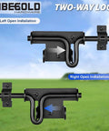 Built To Last Heavy Duty Slide Bolt Gate Latch With Padlock Hole shown in two-way installation, black finish, for wood and vinyl fence gates.