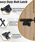 Heavy Duty Two Way Slide Bolt Gate Latch Door Lock For Heavy Duty Fences And Barn Doors Black With Padlock Locking Hole Installed on Wood