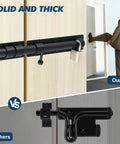 10 Inch Heavy Duty Slide Bolt Latch With SUS304 Stainless Steel Barrel Lock And Matte Black Finish installed on wooden door