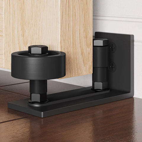 Heavy Duty Sliding Barn Door Floor Guide With Adjustable Rollers And Wall Mount System, Flush Bottom Design For Floor Protection